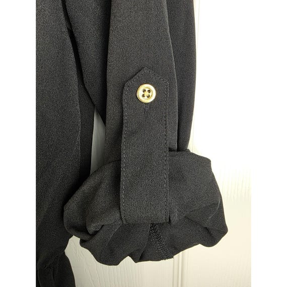 JB Julie Brown Jumpsuit Black RollUp Long Sleeve ButtonUp VNeck OnePiece S~Small View 3