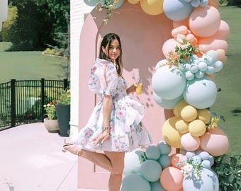 125pcs Pastel Balloon Garland Arch Kit, Yellow Blue Green Pink Balloons for Wedding, Birthday, Graduation, Party Holiday Decorations