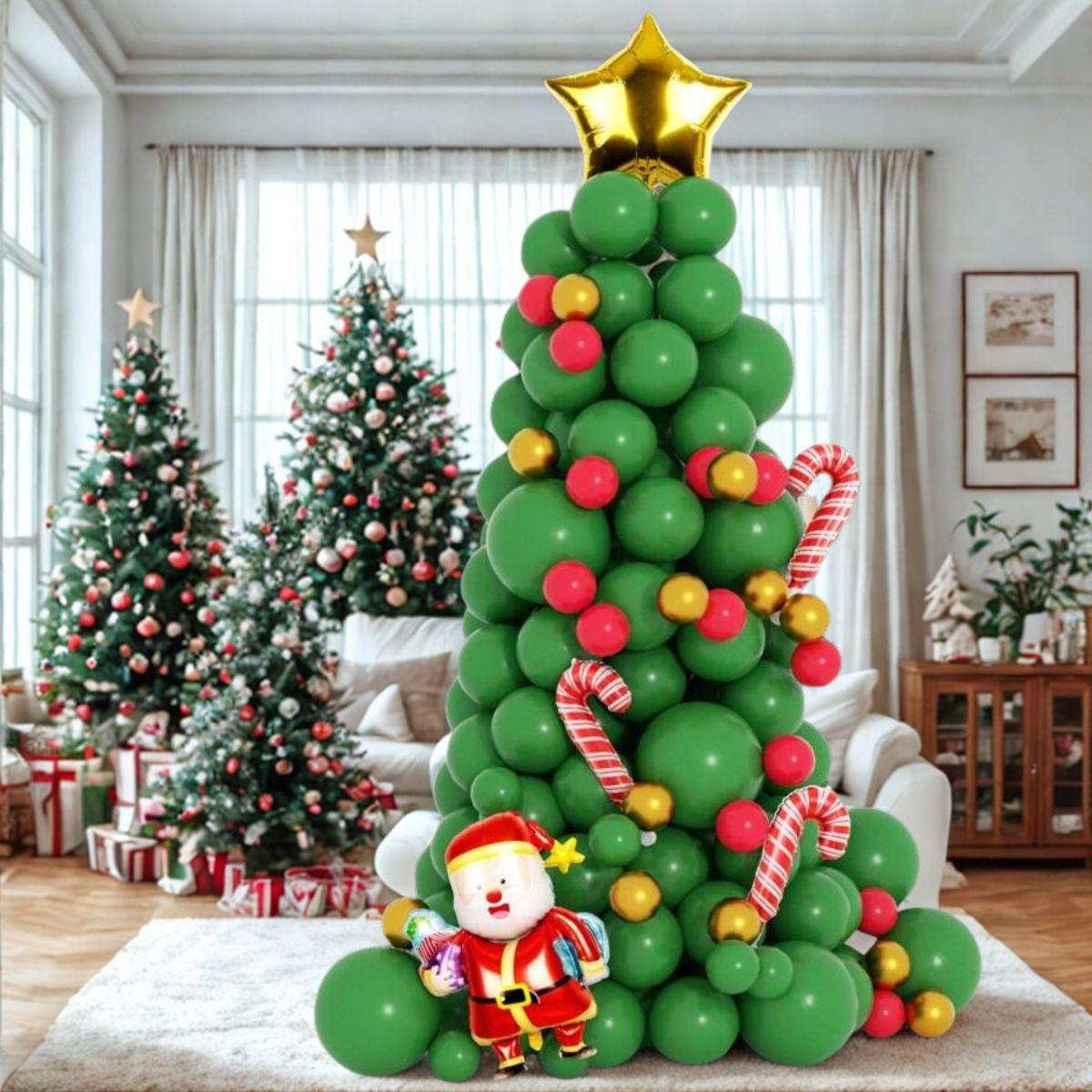 Kit Décoration Noël Avec Ballons Aluminium "Merry Christmas" - Inclus Pompe Et Adhésifs - 6
