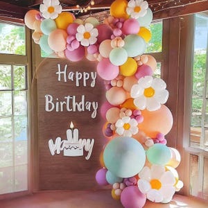 140pcs Daisy Balloon Garland Kit, Birthday Party Decoration Set, Daisy Arch Balloons for Baby Shower, Graduation, Mother’s Day, Anniversary