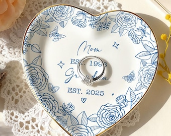 Plato personalizado para anillos de abuela primeriza, regalo para abuela primeriza, anuncio de embarazo a los abuelos, regalos para futuras abuelas, regalo para mamá