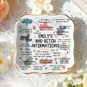 Personalisierte My Swear Affirmationen Ringschale, Inspirational Zitat Schmuck Tablett Geschenke für Freunde, Besties, Kollegen, benutzerdefinierte Name Schmuckschale