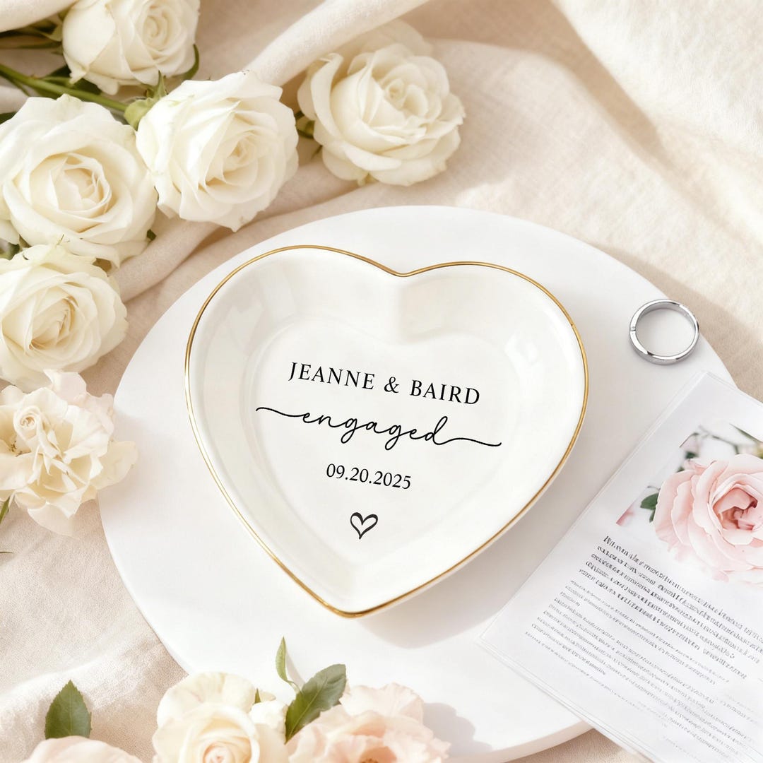Personalized Engagement Ring Dish, Wedding Gift for Couple and Bride ...