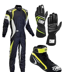 OMP Gul Gokart-racingdräkt, handskar och stövlar: CIK/FIA Nivå 2 Godkänd bild 1