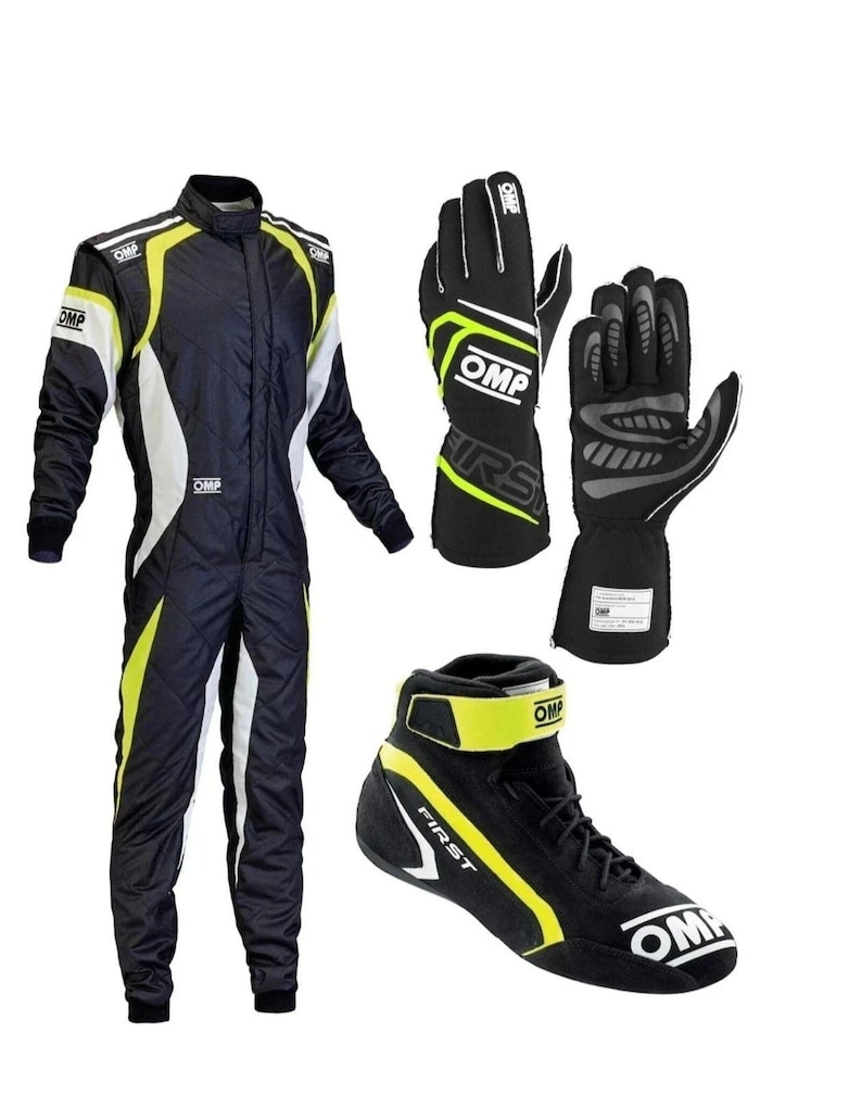 OMP Gul Gokart-racingdräkt, handskar och stövlar: CIK/FIA Nivå 2 Godkänd bild 1