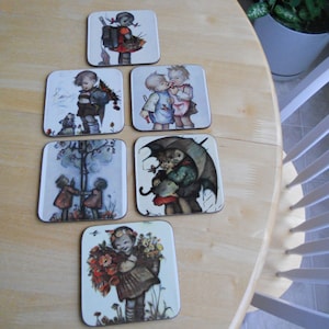 Vintage Pimpernel Acrylic Cork Backed Coasters - Set of 6 - Hummell - Boxed
