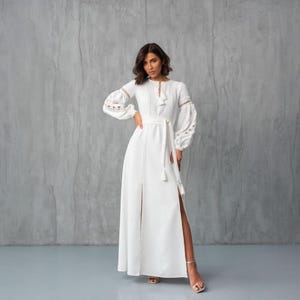 Satin Civil Wedding Dress Milk White Wrap Midi Bridal Dress for Courthouse Ceremony Engagement or Bridal Shower Elopement Gown Size S M L