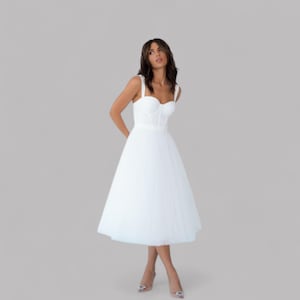 Corset White Tulle Midi Dress - Etsy