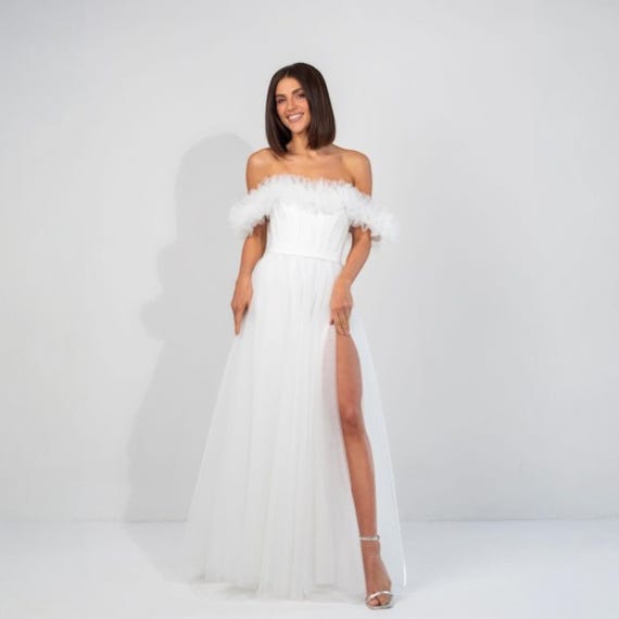 Corset wedding Dress women Dress Elopement Civil wedding Dress Milk White Off Shoulder Tulle Maxi formal Dress Romantic Engagement Gown S M Corset wedding Dress women Dress Elopement Civil wedding Dress Milk White Off Shoulder Tulle Maxi formal Dress Romantic Engagement Gown S M