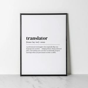 Translator Job Definition Work Custom Wall Art Gift | Digital Download Printable