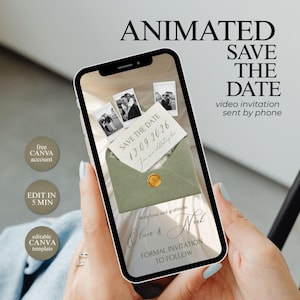 Animerad videoinbjudan för att spara datumet | Redigerbar Canva-mall (digital nedladdning)