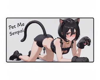 Mikasa Ackerman: Pet Me Senpai - Mikasa, la chica gato, waifu, chica anime sexy, alfombrilla de ratón para juegos con temática anime, decoración otaku, tapete de juego TCG MTG