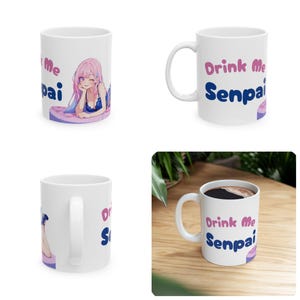 Kurumi: Drink Me Senpai - Waifu Anime Ceramic Mug, Cute Drinkware for Otaku Lovers, Original Anime Art,  Kawaii Decor