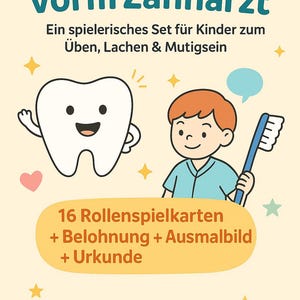 Ingen tandläkarrädsla – rollspel för barn med 16 kort, intyg, målarbild och belöning | PDF Förskola Dagis