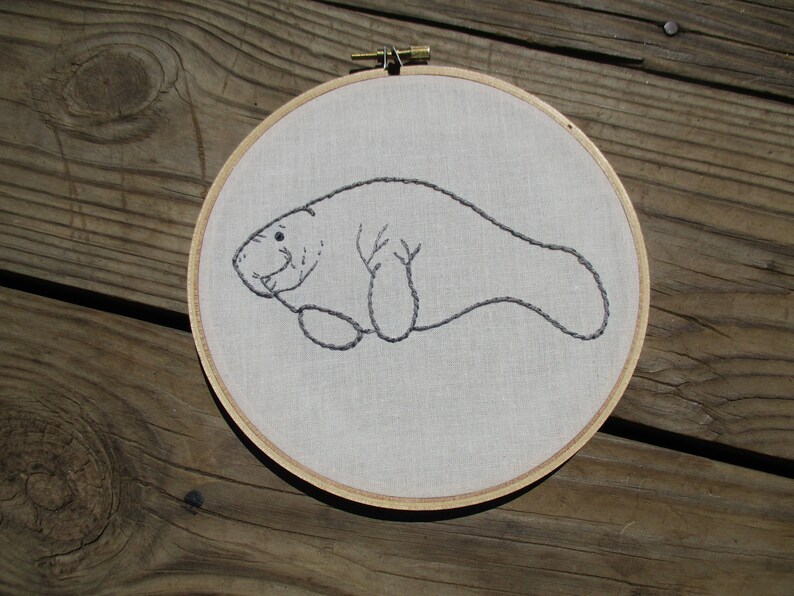 Manatee hand embroidery manatee gift sea cow florida manatee  etsy