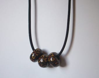 Flower Necklace Flower Necklace Floral Brown Beaded Necklace Polymer Clay Beaded Necklace Brown Flower Necklace