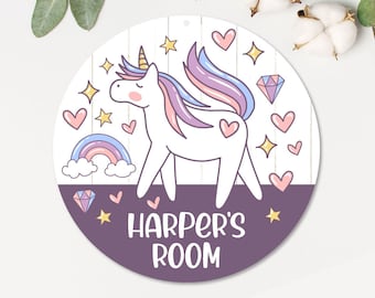 Rainbow Unicorn Door Sign | Kids Unicorn Room Door Sign | Teacher Door Sign | Door Hanger | Nursery Baby Decor | Personalized Kids Sign