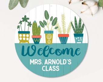 Teacher Door Sign | Metal Classroom Sign | Personalized Metal Door Hanger | Teacher Appreciation | Garden House Plants | School Teacher Gift