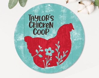 Chicken Coop Sign | Metal Personalized Floral Chickens Sign | Personalized Hen House Sign | Floral Chicken Sign | Farm Gift | Chicken Gift