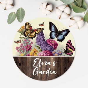 Vintage Butterfly Garden Sign | Metal Garden Sign | Personalized Metal Gardening Sign | Personalized Flower Sign | Mom Gift | Gardener Gift