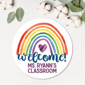 Rainbow Classroom Door Sign | Metal Teacher Sign | Personalized Metal Door Hanger | Teacher Appreciation | Rainbow Sign |School Teacher Gift