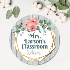 Teacher Door Sign | Metal Classroom Sign | Personalized Metal Door Hanger | Roses Teacher Appreciation | Pink Flowers Rustic | School Gift