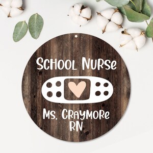 Nurse Personalized Sign | New Nurse Gift | School Nurse Sign | Metal Nurse Door Hanger | School Teacher Gift | Stethoscope | RN gift