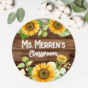 Teacher Door Sign | Sunflowers Sign | Personalized Metal Door Hanger | Teacher Gift | Sunflowers Name Sign | School Teacher Gift