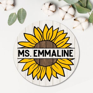 Teacher Door Sign | Sunflower Monogram Sign | Personalized Metal Door Hanger | Teacher Gift | Sunflowers Name Sign | School Teacher Gift