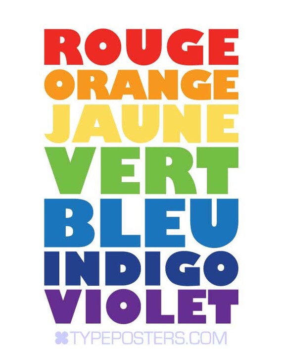 Items similar to Rainbow Colors in French 11x14 Art Print on Etsy