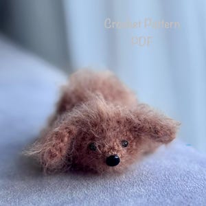 Fluffy Lying dog crochet PDF Pattern, shaggy Puppy Amigurumi Plush Toy tutorial