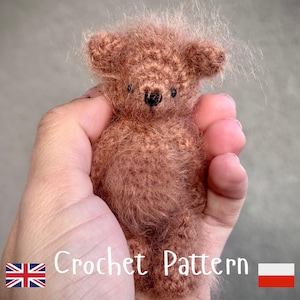 Fluffy Mini Bear Crochet Pattern PDF - Furry Amigurumi Plush Toy tutorial, crochet teddy diy
