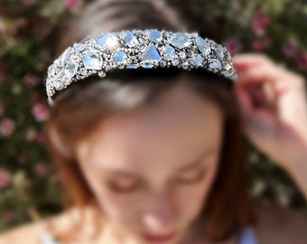 Jeweled Rhinestone Headband, Crysal Embellished Headband, Luxury Hairband Beaded Crown, Women's Gothic Wedding Hair Accessories Gift for Her