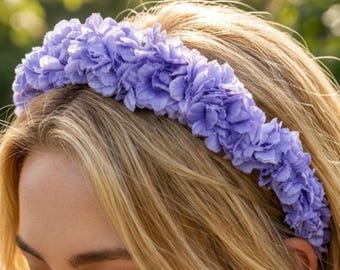 Purple Flower Crown, Lavender Floral Headband, Festival Boho Bridal Headpiece Hairband Gifts for Her