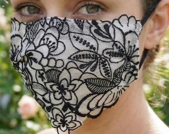 Czarno-biały welon z koronki kwiatowej, gotyckie maski na twarz na bal ślubny