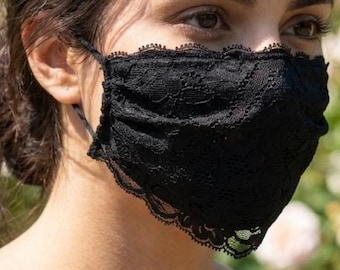 Gotycka koronkowa maska na usta, czarny welon z koronki w kwiaty zakrywający twarz, wiktoriański prezent dla niej