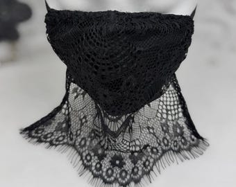 Black Lace Face Veil: Elegant Gothic Neck Gaiter Mask, Romantic Gifts for Her