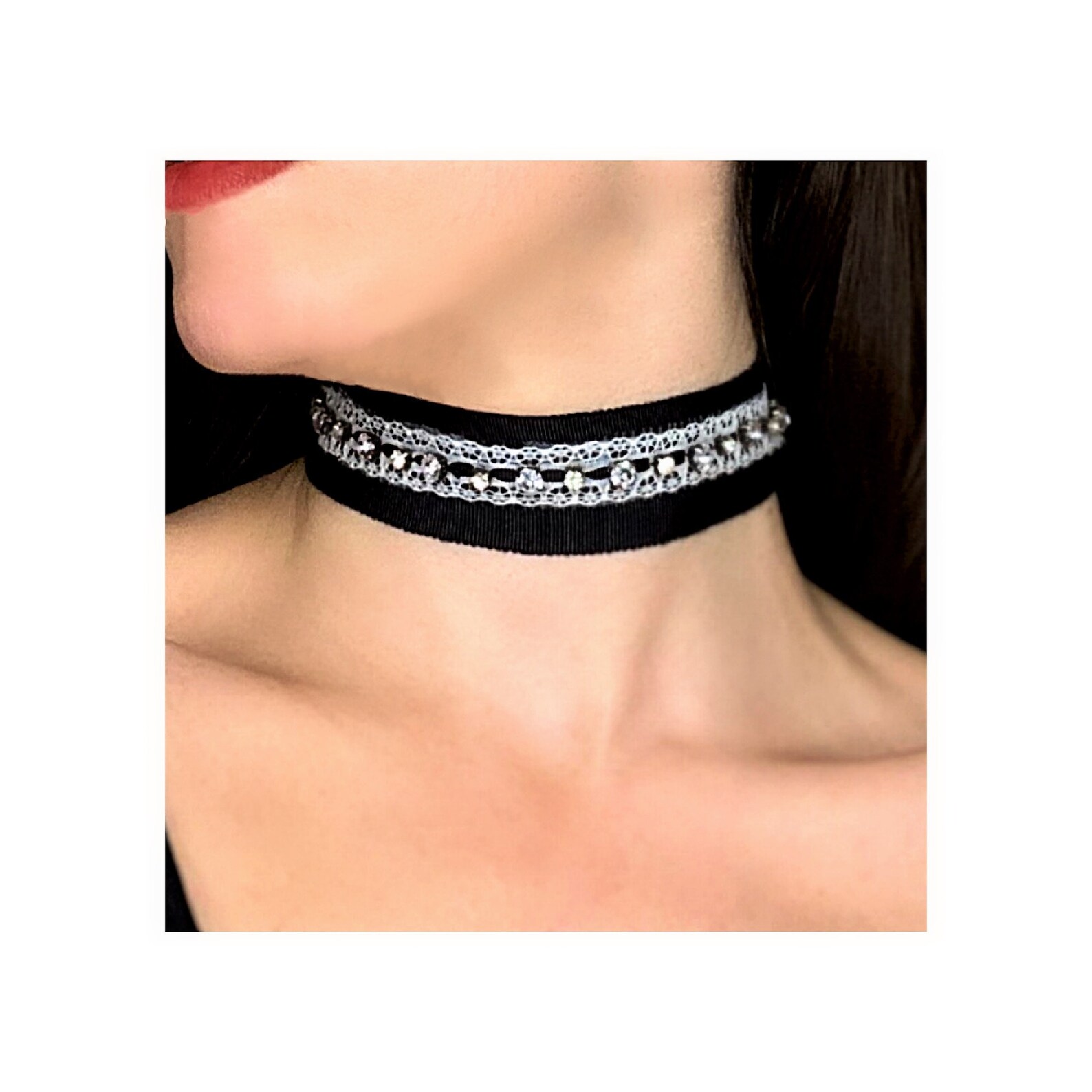 Grand Collier BDSM Punk - Cœur Avec Boucle Et Chainette - Style Bondage/SM - Neuf