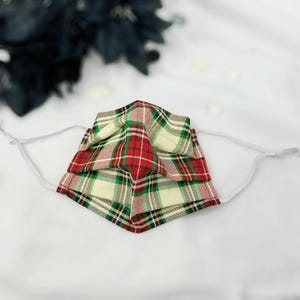 Christmas Face Mask, 2PLY Lightweight Cotton Plaid Face Cover, Designer Face Mask, Breathable Mask, Washable Reusable Facemask Gifts for Her