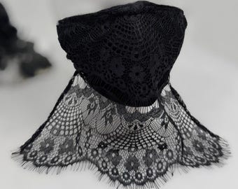 Black Lace Face Veil Covering: Goth Mouth Mask Neck Gaiter Romantic Gifts for Her