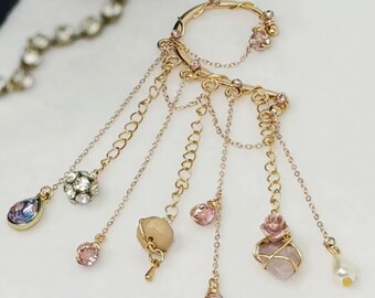 Rose Gold Fairy Ear Cuff, No Piercing Ear Wrap with Chains, Fairycore Gifts