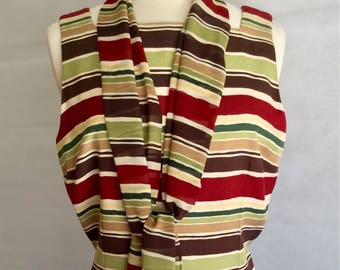 Silk, Striped Sheath Dress w/Scarf