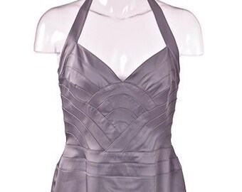 Silver Sateen Halter Dress (Never Worn)