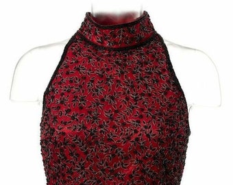 Burgundy Beaded Mock Neck Top