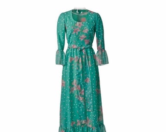 Vintage Green and Pink Maxi Dress