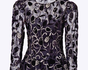 Black/Gold Velvet Embossed Dress