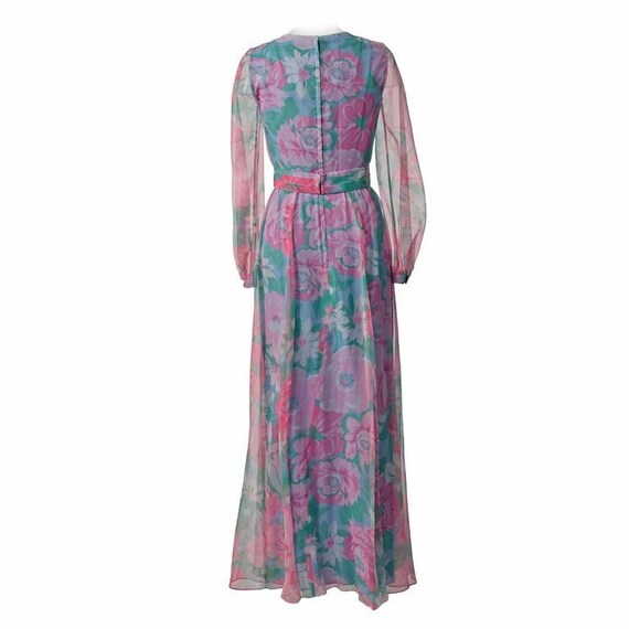 Vintage Pink and Blue Floral Maxi Dress - image 2
