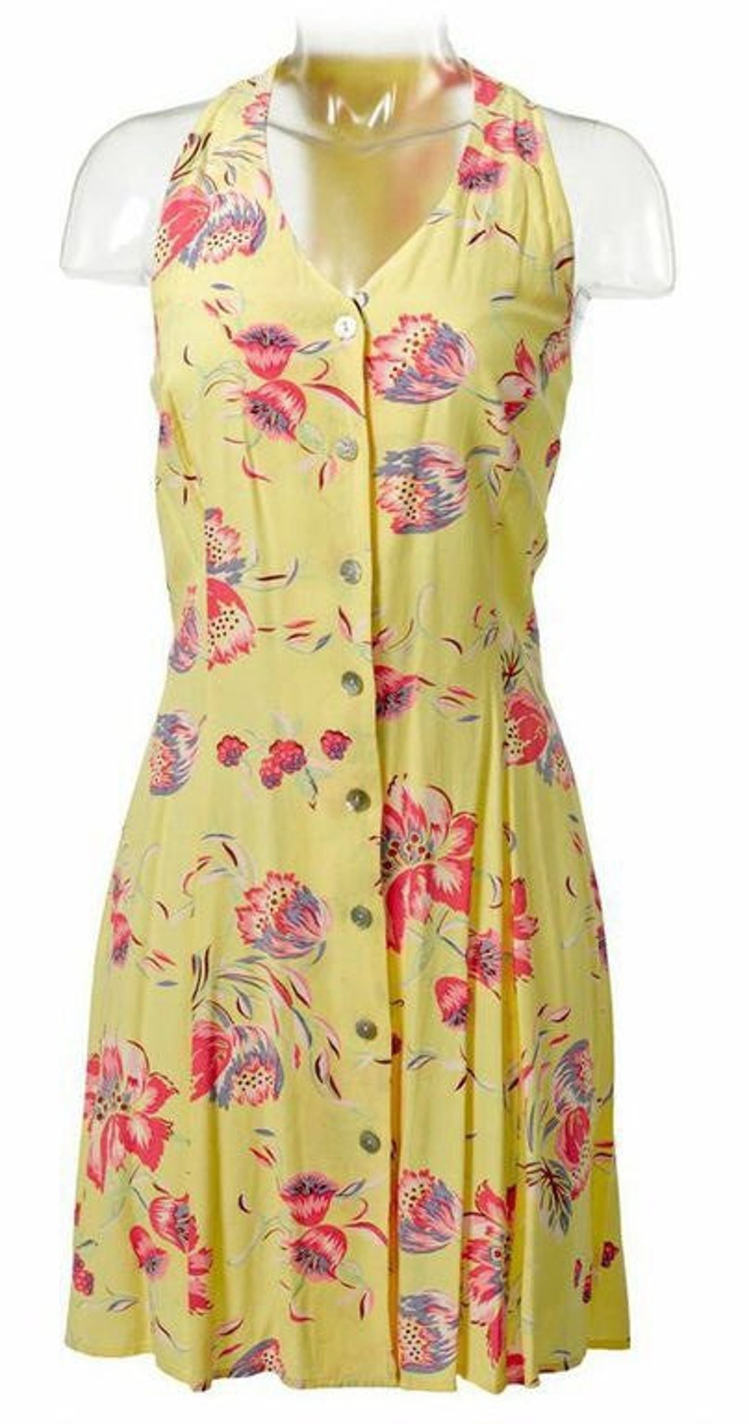 Yellow Floral Fit-and-flare Dress - Etsy