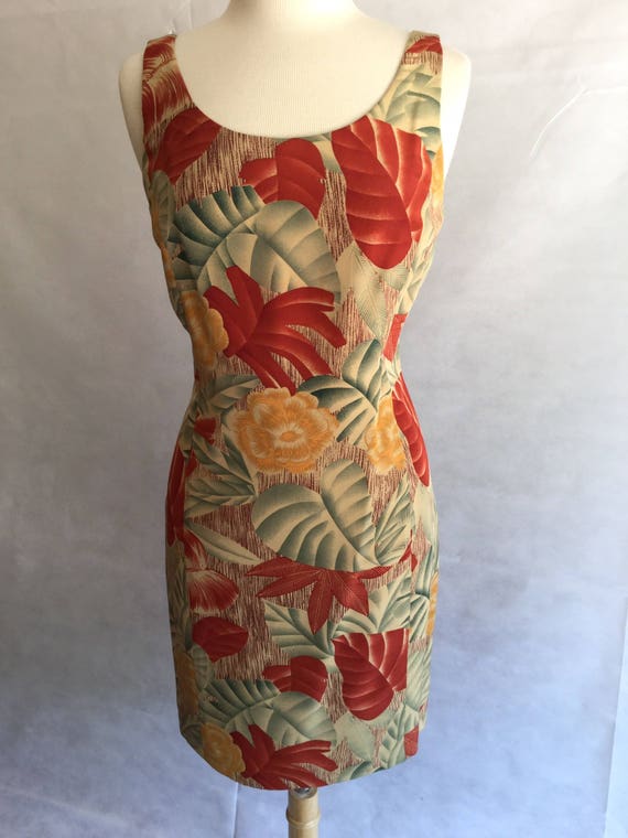 Floral Silk Sheath Dress - image 1