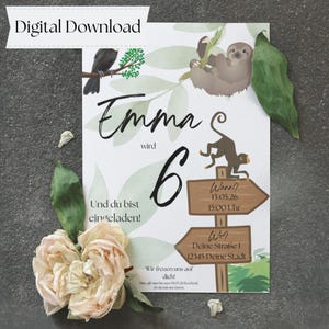 Invitation d'anniversaire personnalisée animaux de la jungle enfants carte d'invitation bébé